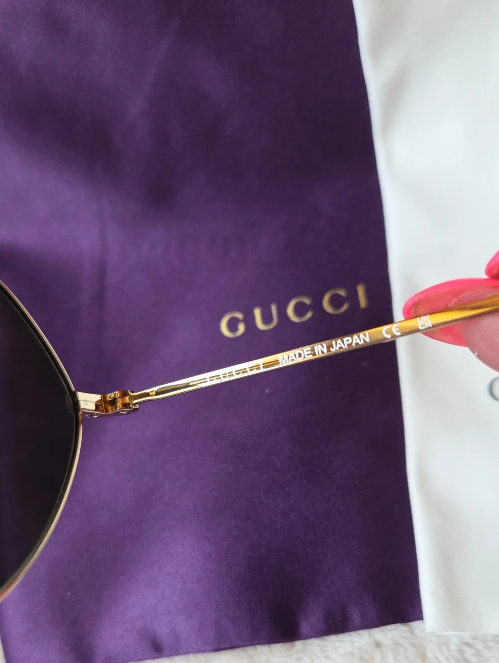Gucci Gold Frame Dark Gray Lens Women's Sunglasses